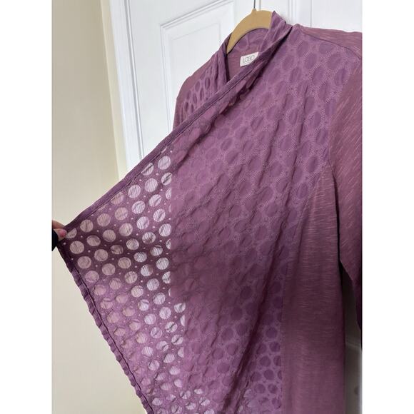 LOGO by Lori Goldstein Open Front Cardigan Size Medium Purple Boho Contemporary - Picture 3 of 5